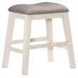Pemberley Row Wood Antique White Counter Height Stools Nailhead Trim Fabric Upholstery 24