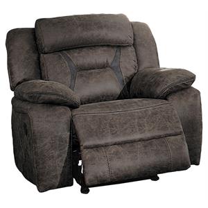 Pemberly Row Traditional Microfiber Glider Reclining Chair in Dark Brown
