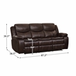 Pemberley Row Faux Leather Brown Sofa Rectangular Reclining 87.5