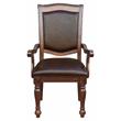 Pemberley Row Wood Brown Dining Arm Chair Faux Leather Upholstered Rectangular 40.5