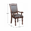 Pemberley Row Wood Brown Dining Arm Chair Faux Leather Upholstered Rectangular 40.5