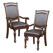 Pemberley Row Wood Brown Dining Arm Chair Faux Leather Upholstered Rectangular 40.5