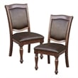 Pemberley Row Faux Leather Brown Cherry Dining Side Chair Rectangular Easy Assembly 40.5