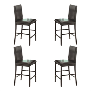 Pemberley Row Metal Black Counter Height Dining Chair Faux Leather 25&quot Unassembled