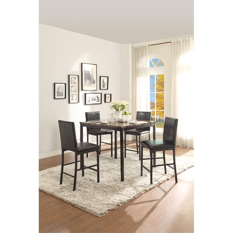 Pemberley Row Metal Black Counter Height Dining Chair Faux Leather 25