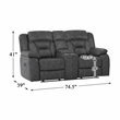 Pemberly Row Microfiber Double Reclining Love Seat in Gray