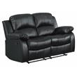 Pemberly Row Traditional Faux Leather Double Reclining Loveseat in Black