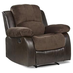 Pemberly Row Traditional Microfiber Reclining Chair in Chocolate