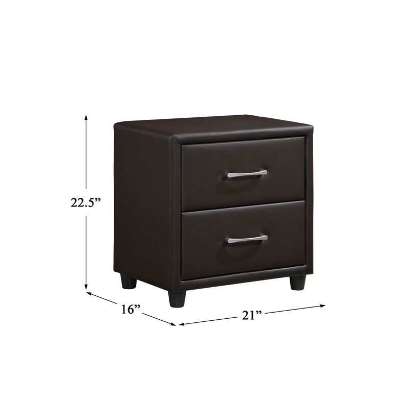 Pemberly Row 2-Drawers Contemporary Wood Nightstand in Dark Brown
