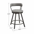 Pemberly Row Metal Swivel Counter Height Chair in Gray (Set of 2)