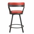 Pemberly Row Metal Swivel Counter Height Chair in Red (Set of 2)
