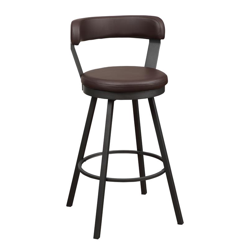 Pemberly Row Metal Swivel Pub Height Chair in Mottled Silver/Brown (Set of 2)