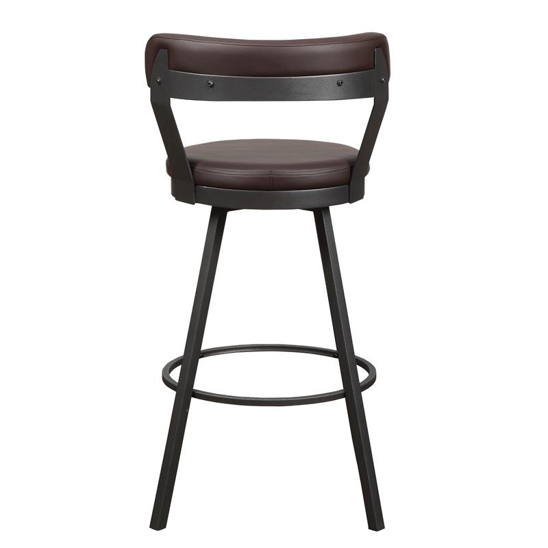 Pemberly Row Metal Swivel Pub Height Chair in Mottled Silver/Brown (Set of 2)