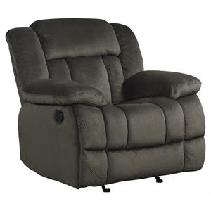 Pemberly Row 43&quot Traditional Microfiber Glider Reclining Chair in Chocolate