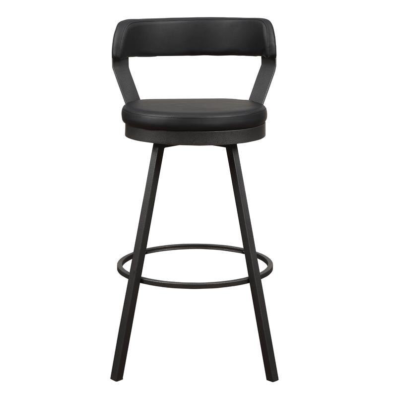 Pemberly Row Metal Swivel Pub Height Chair in Silver/Black (Set of 2)
