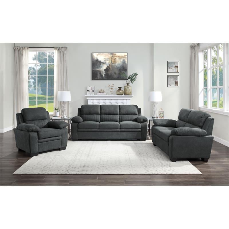 Pemberly Row 19.5'' Modern Polyester Fabric Upholstered Chair in Dark Gray