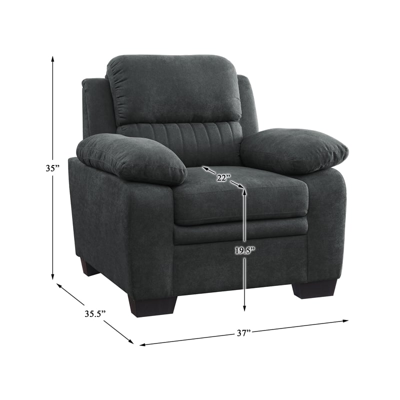 Pemberly Row 19.5'' Modern Polyester Fabric Upholstered Chair in Dark Gray