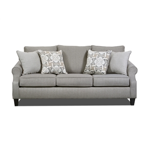 Pemberly Row Sofa with Accent Pillows in Gray