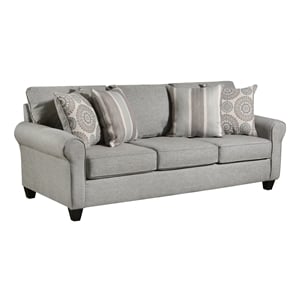 Pemberly Row Sofa with Accent Pillows in Gray
