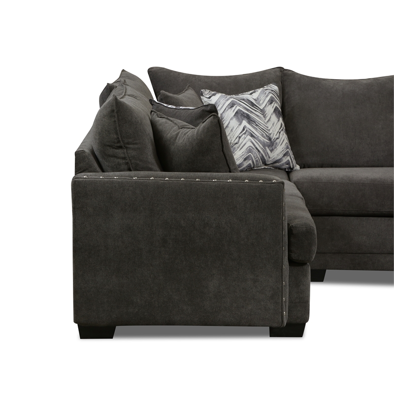 Pemberly Row Sectional with Accent Pillows in Gray