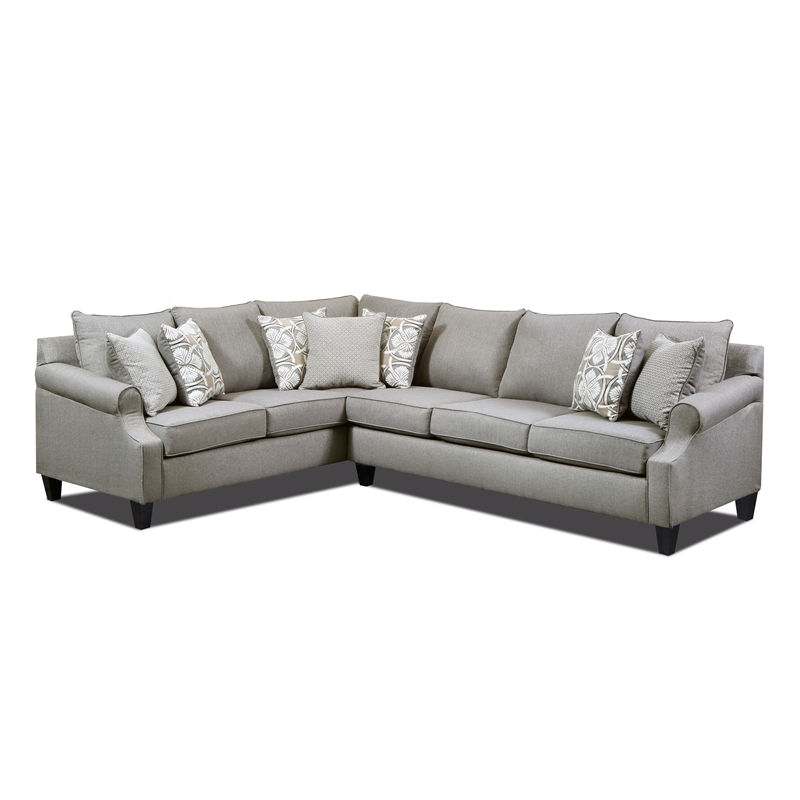 Pemberly Row 2-Piece Sectional with Accent Pillows in Gray