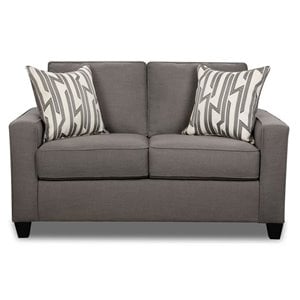 Pemberly Row Loveseat with Accent Pillows in Gray