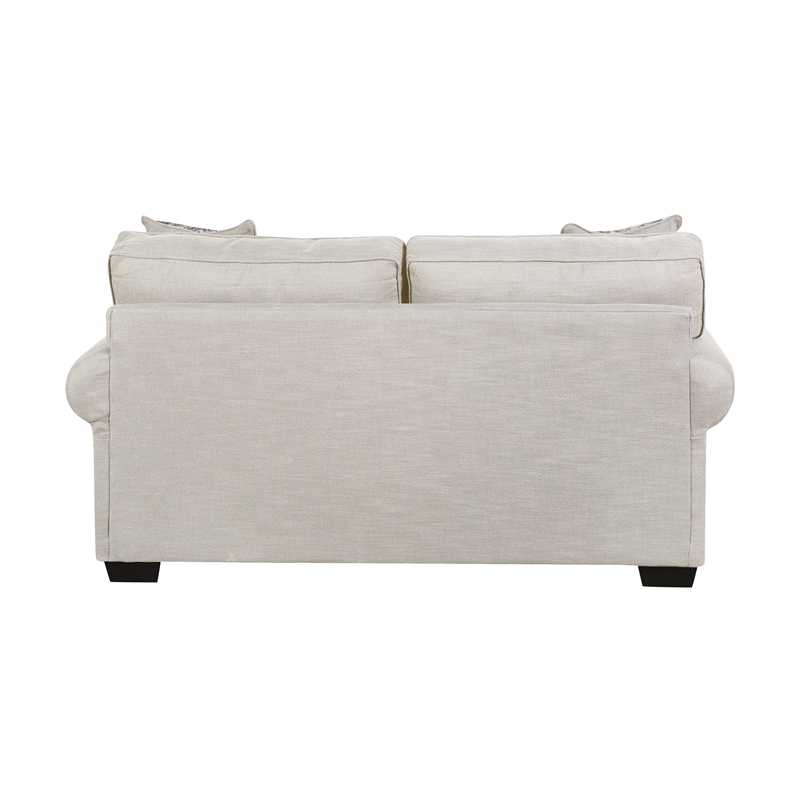 Pemberly Row Loveseat with Accent Pillows in Cream