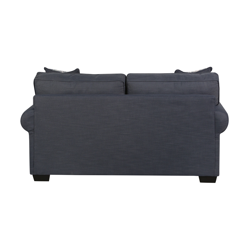 Pemberly Row Loveseat with Accent Pillows in Navy Blue