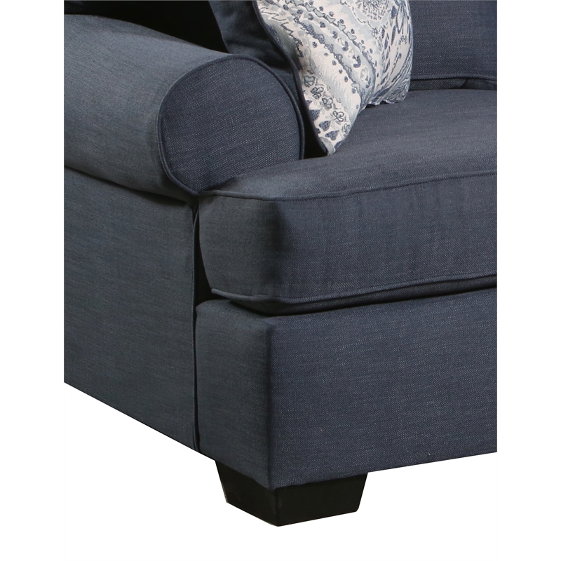 Pemberly Row Sofa with Accent Pillows in Navy Blue