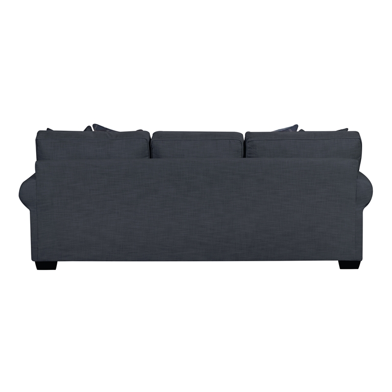 Pemberly Row Sofa with Accent Pillows in Navy Blue