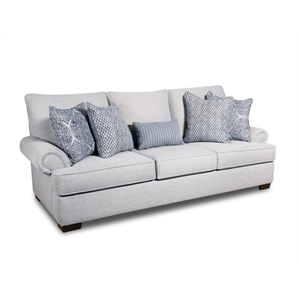 Pemberly Row Sofa with Accent Pillows in Light Gray