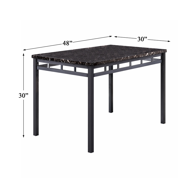 Pemberly Row 5 Piece Faux Marble Top Dining Set in Black