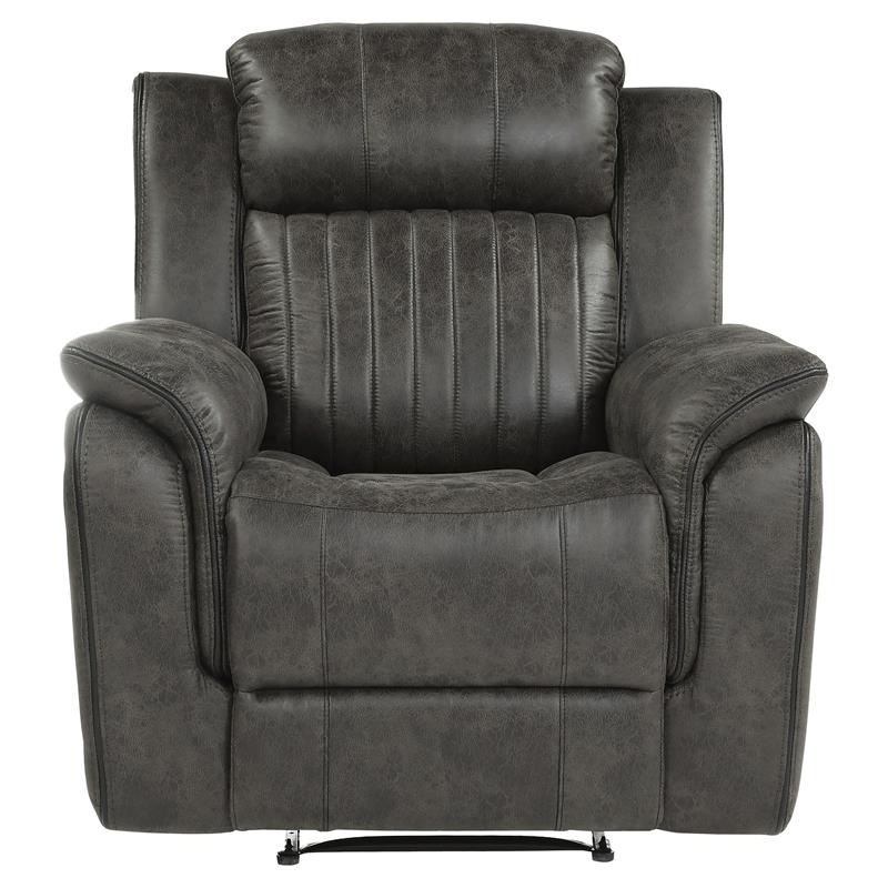 Pemberly Row Transitional Polished Microfiber Reclining Chair in Gray