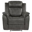Pemberly Row Transitional Polished Microfiber Reclining Chair in Gray