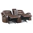 Pemberly Row Traditional Microfiber Double Glider Reclining Loveseat in Brown