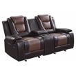 Pemberley Row Faux Leather Brown Loveseat Rectangular Reclining 76