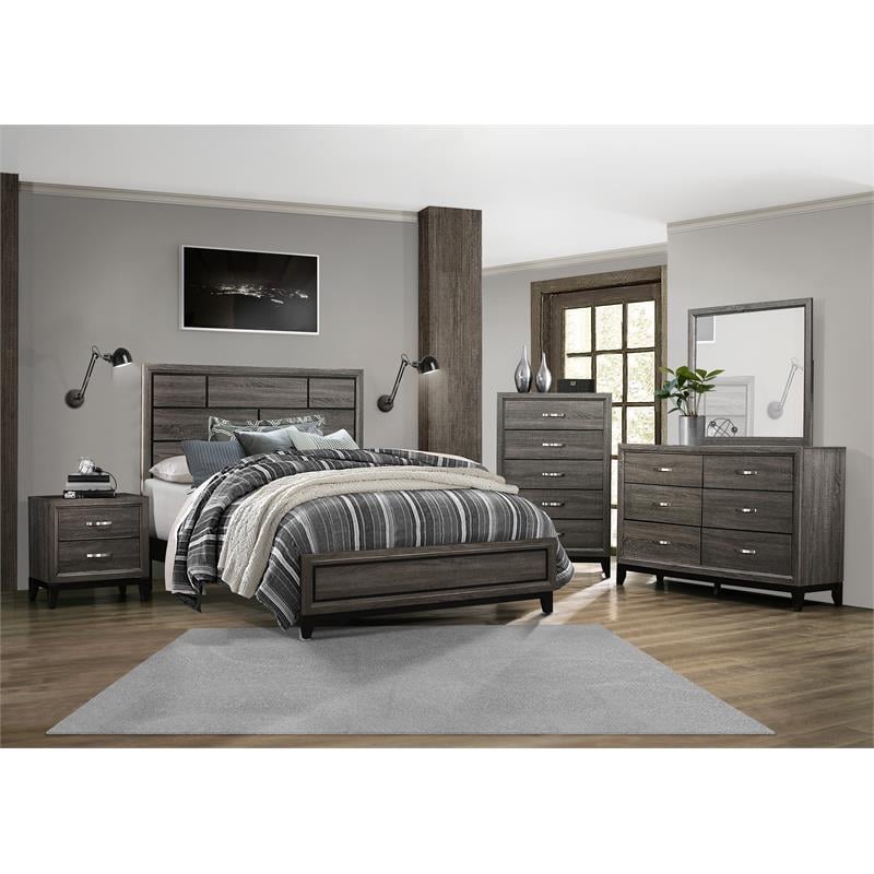 Pemberley Row Faux Wood Veneer Gray Full Bed Rectangular 56.5