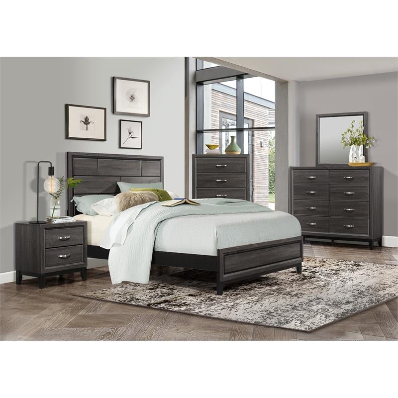 Pemberley Row Faux Wood Veneer Gray Full Bed Rectangular 56.5