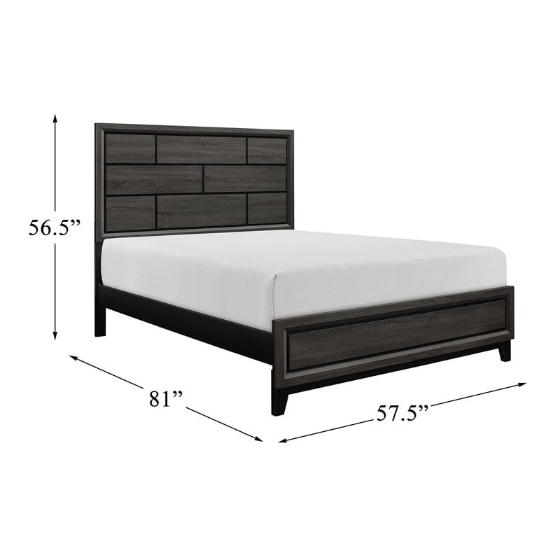 Pemberley Row Faux Wood Veneer Gray Full Bed Rectangular 56.5