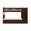 Pemberly Row Reversible Step Storage Wood Bunk Bed with Storage Boxes in Cherry
