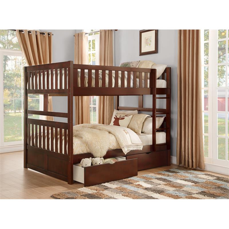 Pemberley Row Wood Dark Cherry Bunk Bed Rectangular Guard Rails