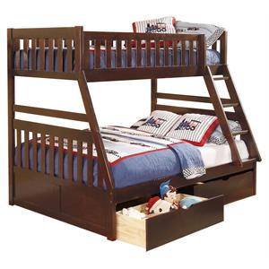 Pemberley Row Wood Dark Cherry Bunk Bed Twin Over Full Rectangular Under Bed Storage 78&quot Unassembled
