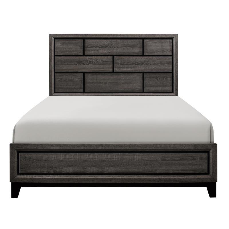 Pemberly Row Modern Wood Grain on Melamine Veneer Eastern King Bed in Gray