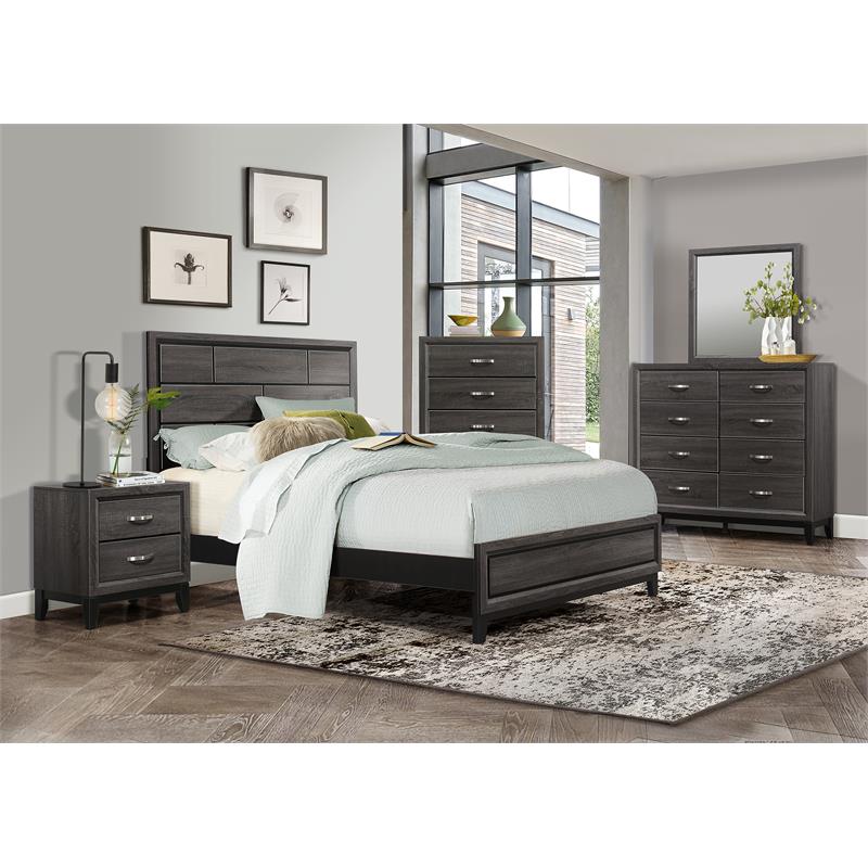 Pemberly Row Modern Wood Grain on Melamine Veneer Eastern King Bed in Gray