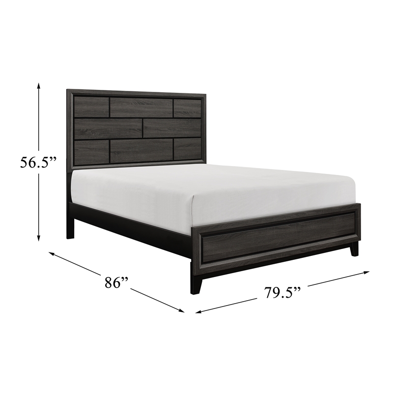 Pemberly Row Modern Wood Grain on Melamine Veneer Eastern King Bed in Gray