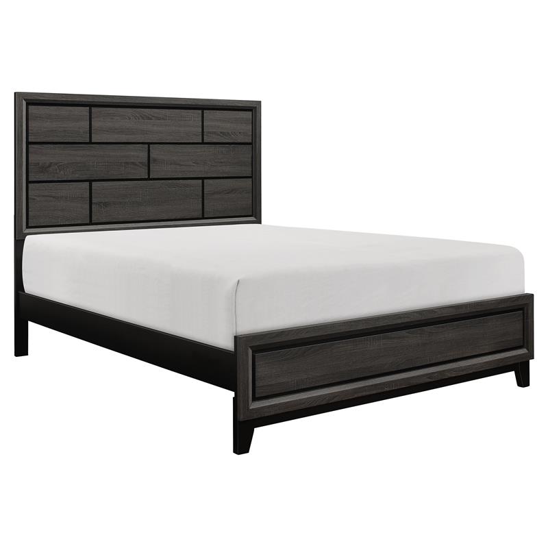 Pemberly Row Modern Wood Grain on Melamine Veneer Eastern King Bed in Gray