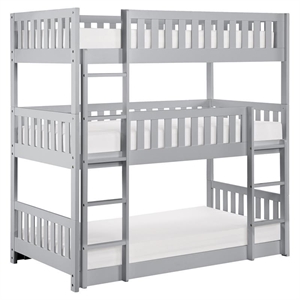 Pemberley Row Wood Gray Bunk Bed Rectangular Convertible 77.5&quot Unassembled