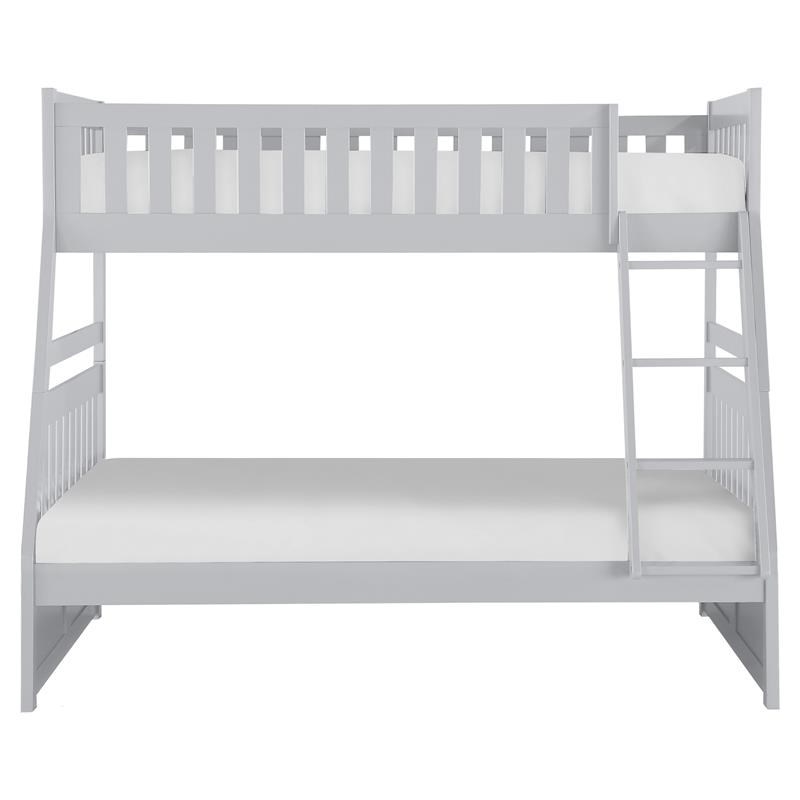 Pemberly Row Transitional Wood Twin over Full Bunk Bed in Gray