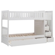 Pemberly Row Reversible Step Storage Wood Bunk Bed with Trundle Bed in White
