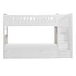 Pemberly Row Reversible Step Storage Wood Bunk Bed with Trundle Bed in White